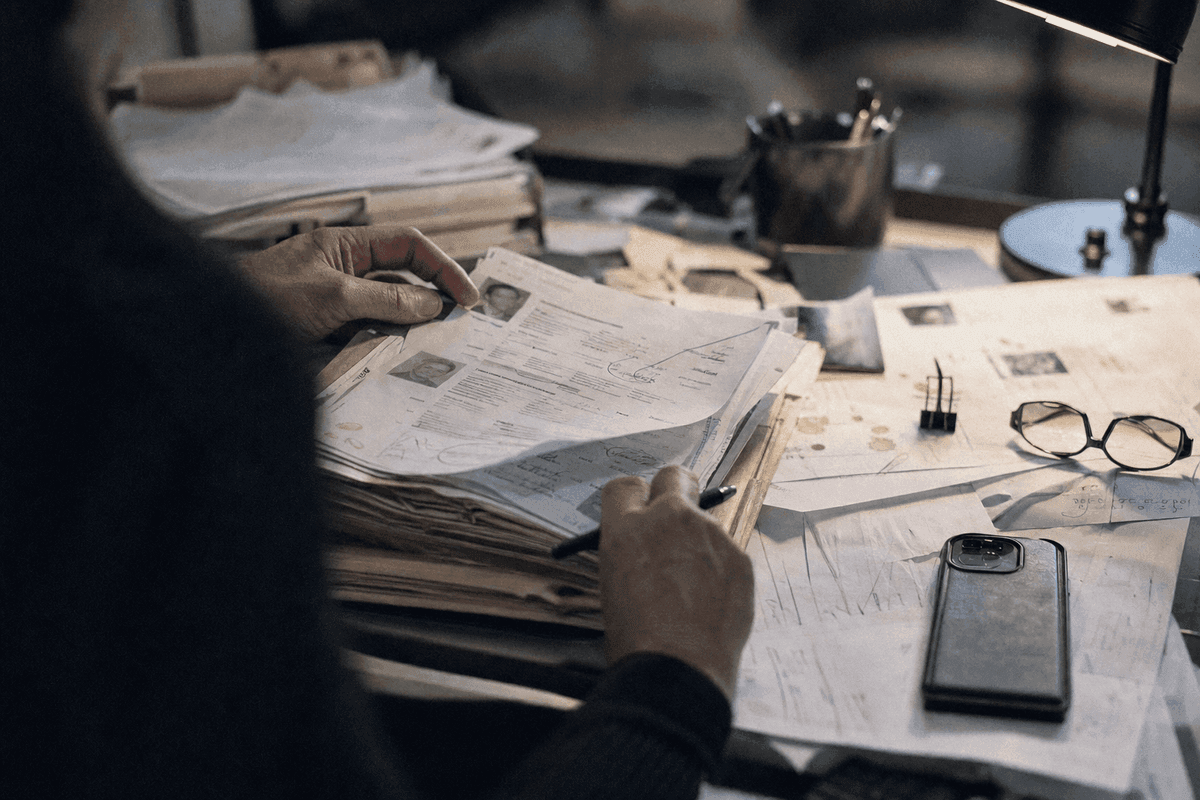 Partner profile notes being reviewed at a desk