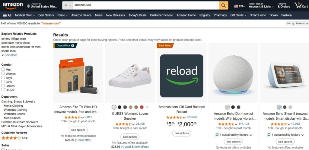 Amazon Homepage