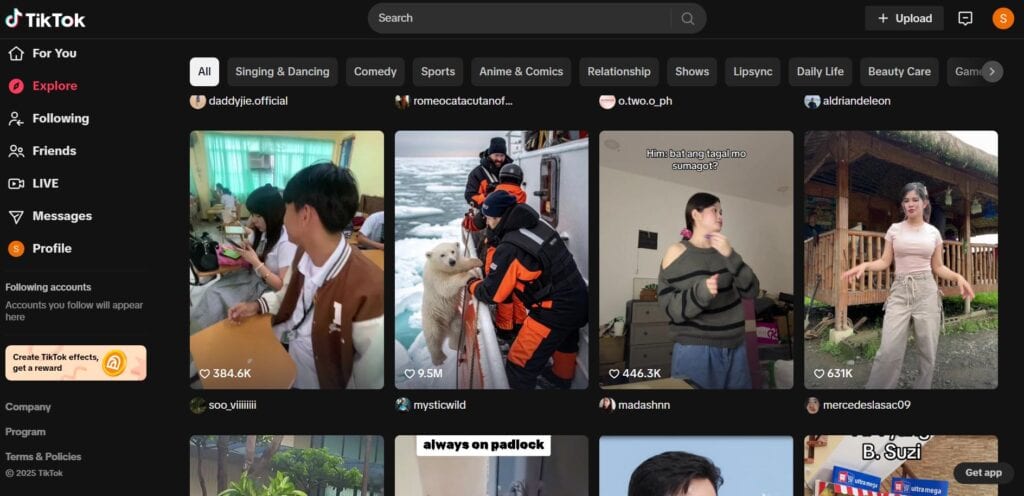 Tiktok Homepage